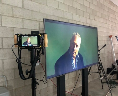 Executive interview on large format flat screen
